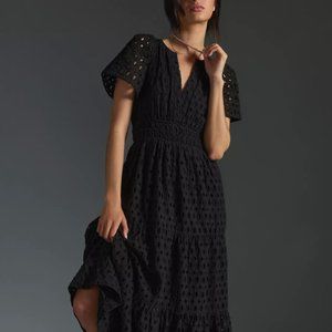 Anthropologie Somerset Maxi Dress Eyelet Edition in Black